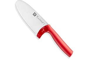 ZWILLING Twinny Stainless Steel Children's Chef's Knife with Finger Protection, Dishwasher Safe, Cherry Red, 4-Inch, 1009473