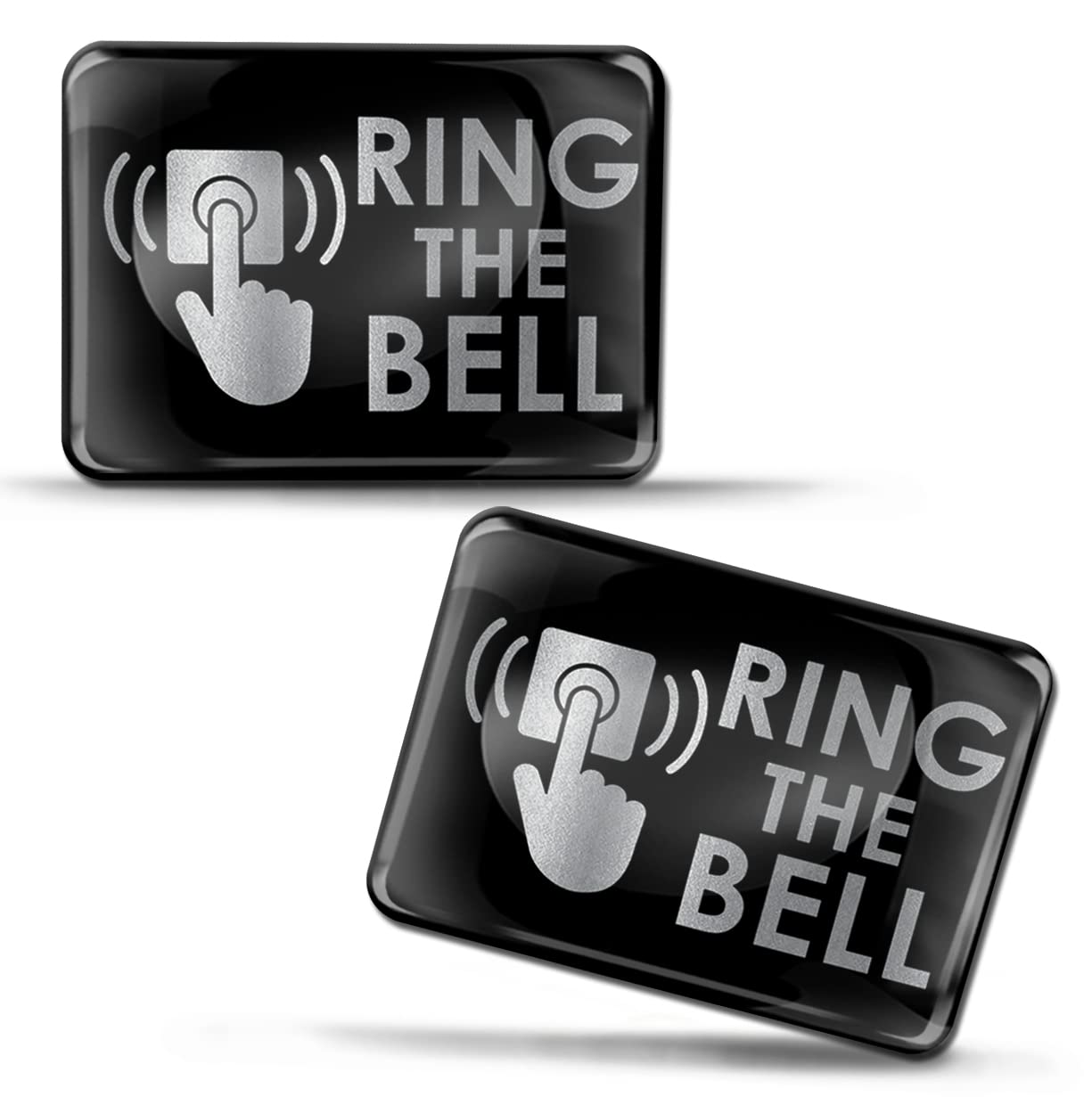 Biomar Labs 2 x 3D Gel Sign Notification Symbol Ring The Bell Doorbell Stickers Silver Marking for Gate Door KS 163