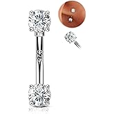 COCHARM 925 Sterling Silver Rook Piercing Jewelry, 16g Eyebrow Ring, Eyebrow Piercing, 6mm-8mm Rook Earring, Vertical Lip Labret Piercing Jewelry for Women Men