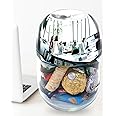 Skywin 2 in 1 Convex Desk Mirror Jar with Silver Lid, Cubicle Mirror to See Behind You, Multipurpose Office Accessories with Storage & Wide-Angle View, Aesthetic and Practical Desk Organizer