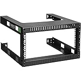 RIVECO 4U 19" Wall Mount Network Rack – 17.7" Deep 2 Post Open Frame Cabinet Easy Assembly Firm Constructed Shelf for Internet/Server/AV/Home Equipment/Patch Panel Heavy Duty Light Weight,Black