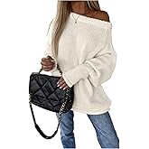 GORGLITTER Women's Off The Shoulder Sweater Oversized Long Sleeve Knit Loose Pullover Long Sweaters Tops Jackets Outfits