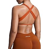 Aoxjox Women's Workout Sports Bras Square Neck Emma Cross Back Fitness Training Gym Bra Yoga Crop Tank