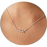 Tasiso Diamond Necklaces for Women Dainty CZ Leaf Necklace 14k Gold Plated Flower Necklace Simple Diamond Choker Necklaces for Women Trendy Prom Jewelry Gifts