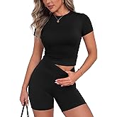 ZOOSIXX Two Piece Workout Sets for Women - Summer Outfits 2 Piece Short Gym Sets Casual Lounge Vacation Matching Clothing