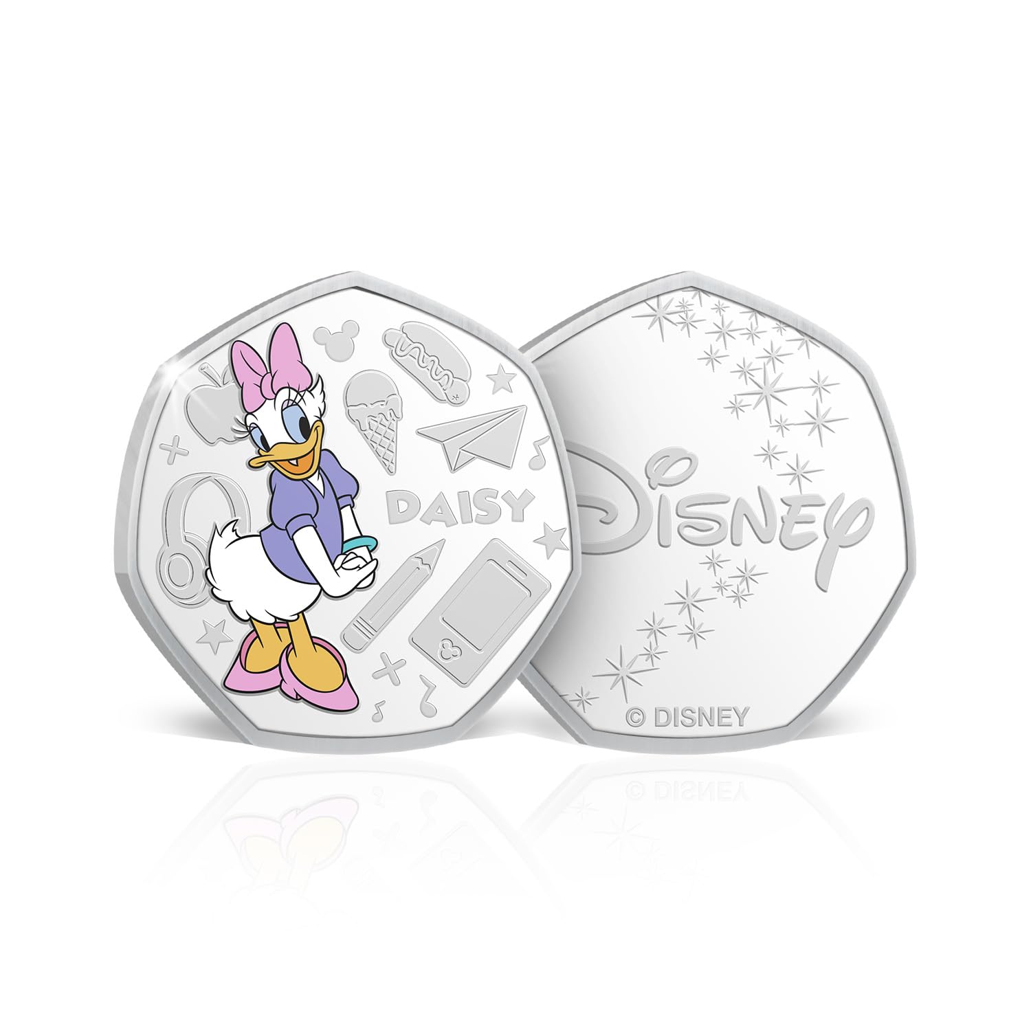 Daisy Duck Official Disney 50p Shaped Limited Edition Collectable Silver Coin