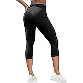 VOOVEEYA Capri Leggings for Women, High Waisted Yoga Pants with Back Pockets Crop Workout Capris Pants