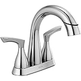 Delta Broadmoor Centerset Chrome Bathroom Faucet with Sprayer, 4 Inch 3 Hole Bathroom Sink Faucet with Pull Out Sprayer, Push-Pop Drain, Chrome 25765LF-PD