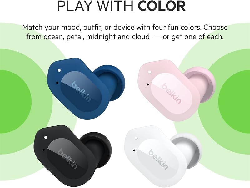 SOUNDFORM Play Auricolari wireless, Bluetooth 3 preselezioni dell’equalizzatore, Resistenti a sudore e schizzi IPX5, 38 ore riproduzione per iPhone, Galaxy, Pixel, Bianco,19-43",120°,AUC005btWH