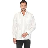 Men's Plus Size 100% Linen Classic Four-Pocket Long Sleeve Guayabera Shirt