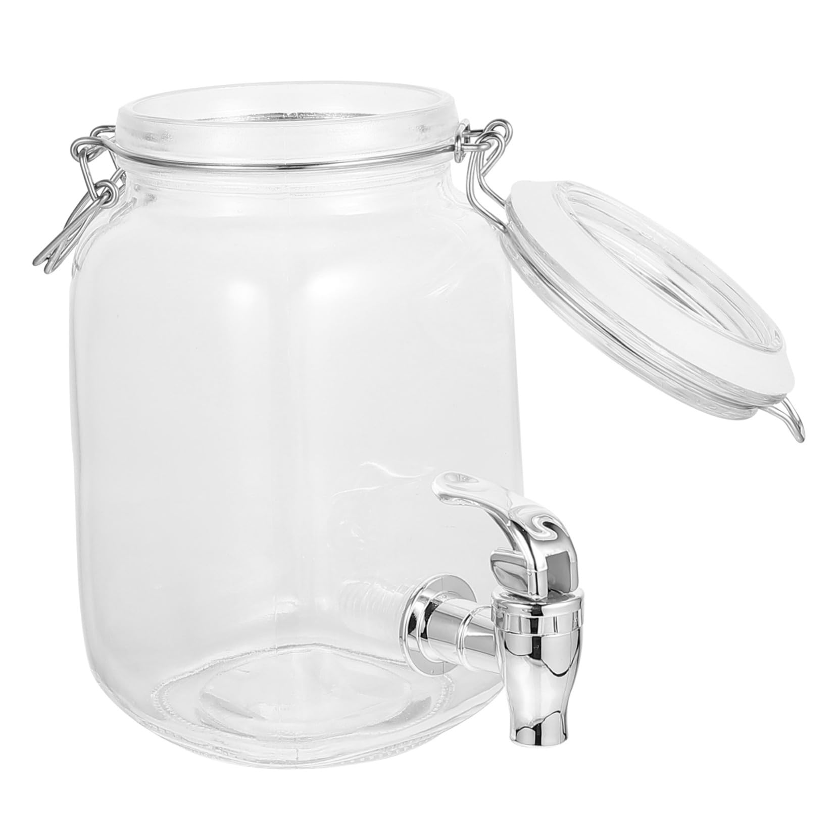 ABOOFAN 1pc Glass Drink Dispenser with Faucet Juice Tank for Home Use Sealed Can Glassware Wine Barrel Storage Convenient Beverage Dispenser with Sealing Ring