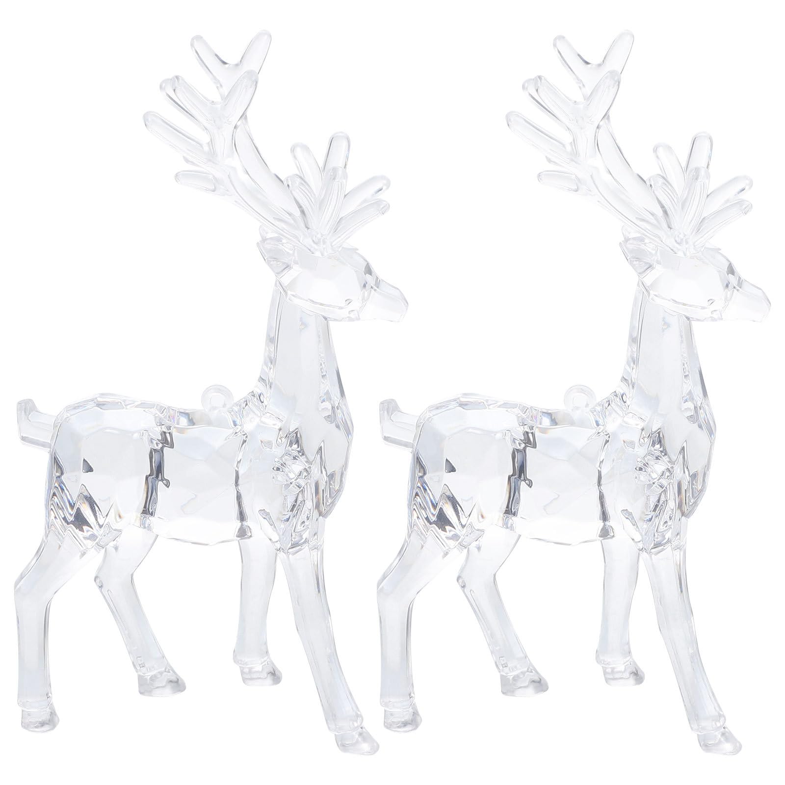Cabilock 2pcs Acrylic Christmas Reindeer Ornaments Clear Elk Decors Reindeer Sculpture Christmas Deer Adornment Table Top Decorations Table Centerpiece