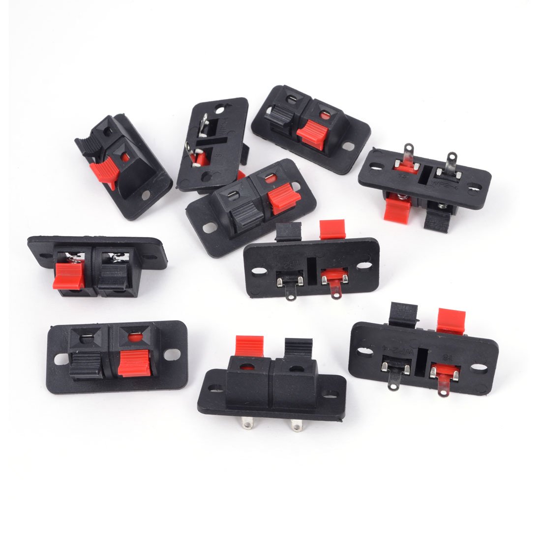 sourcing map 10Pcs 2 Way Stereo Speaker Plate Terminal Strip Push Connector Block