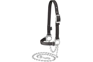 Weaver Leather Nylon Adjustable Sheep Halter with Chain Lead, Black