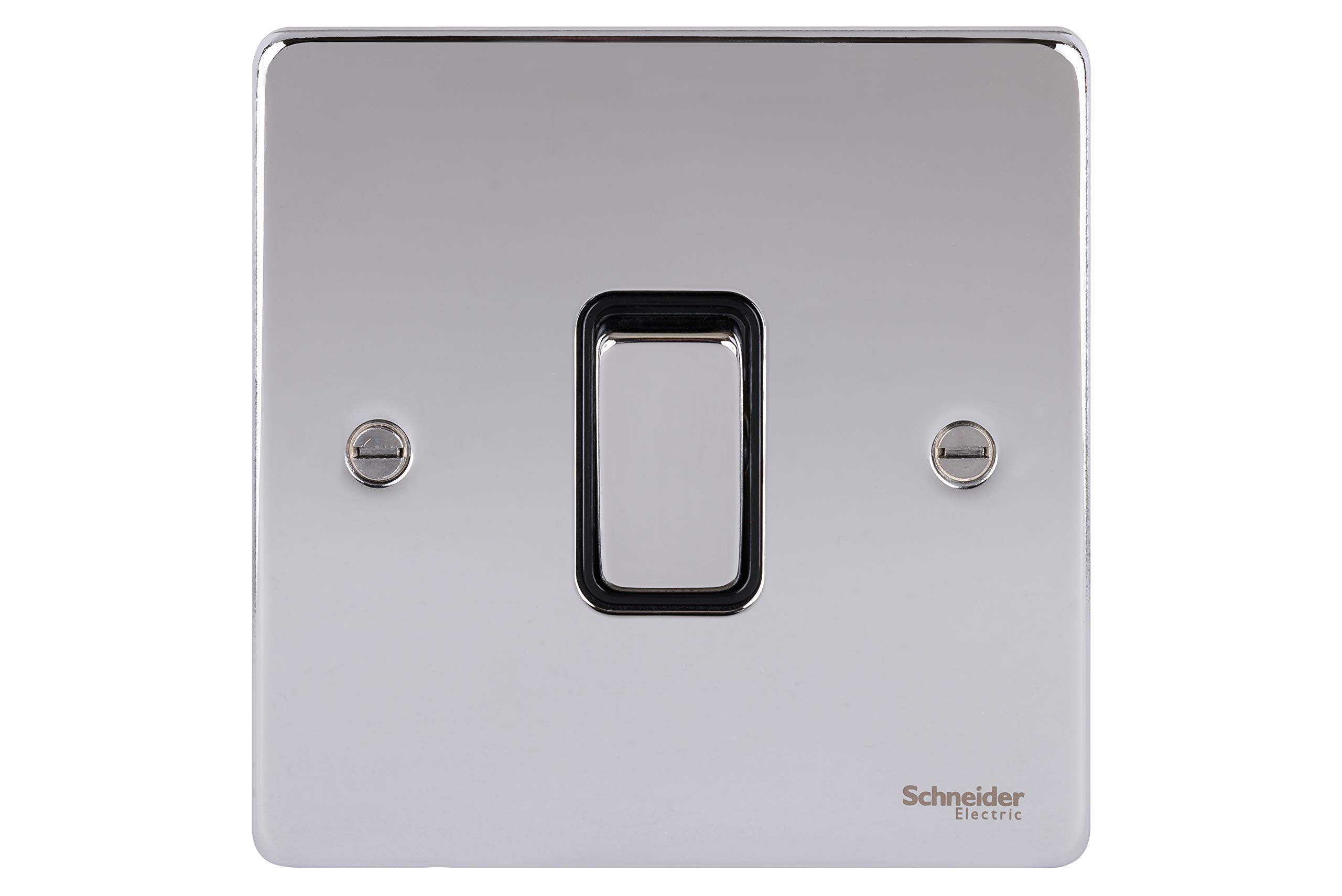 Schneider Electric GU1512BPC Ultimate Low Profile Polished Chrome Black Insert 1 Gang 2 Way 16AX Plate Switch