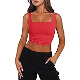Zeagoo Women's Square Neck Sleeveless Crop Tops 2026 Cute Double Layer Casual Slim Fit Trendy Tank Tops