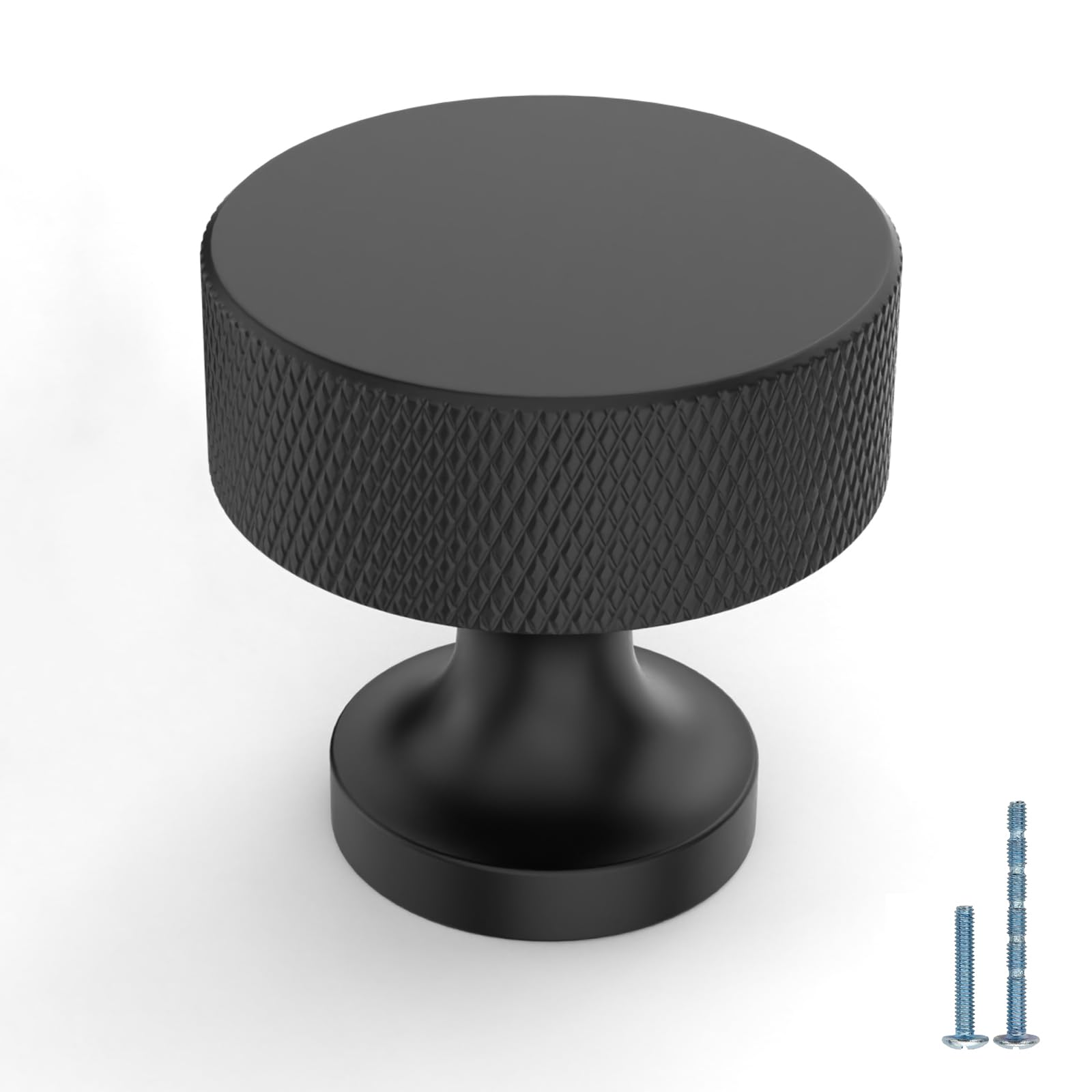 Amerdeco 10 Pack Matte Black Knurled Cabinet Knobs Kitchen Cabinet Handles for Drawer Dresser, Cupboard and Wardrobe AM012 — image 1