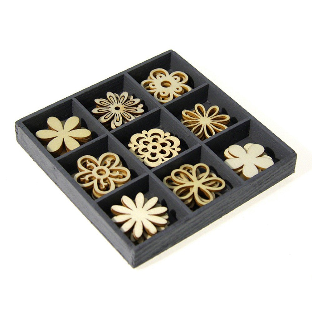 cArt-Us 10.5 x 10.5 cm Wooden Box with Fantasy Ornaments, Natural โ image 1