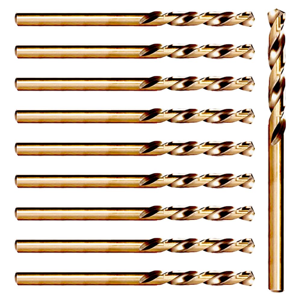 Ruidee 10Pcs Cobalt Drill Bits 2mm Twist Drill Bits M35 HSS Metric Straight Shank Drill Bit Set for Stainless Steel, Wood, Plastic (LSZ/2mm)