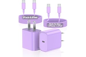 AYicaa for iPhone 15 Charger Fast Charging 6FT USB C Charger Block for iPhone 15 Pro Max Charging Cable 2Pack Long USB C to USB C Charger Cord for iPhone 15 Pro/ 15 Plus/iPad Pro/Mini/Air (20W Purple)