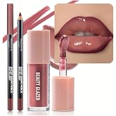 Beauty Glazed 2Pcs/Set Lip Gloss &amp; Lip Liner Set Rosewood Nude &ndash; Lip Combo Set for Fuller Looking Lips, High Shine Glass Lips Look, Gradient Lips &amp; Over Lip Makeup Viral Lip Combo for Volume Lips