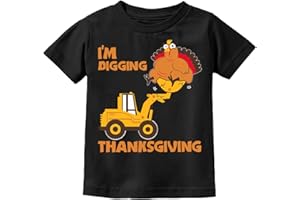 Tstars I'm Digging Thanksgiving Kids Shirt - Cute Turkey Tractor T-Shirt for Toddler Boys & Girls Holiday Outfit