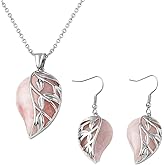Costume Jewelry Set Leaf Floral Earrings for Womens - Necklaces Stainless Steel Size 20 Inches - Flower Statement Jewelry - Engagement, Wedding, Anniversary - Birthday Christmas Gifts for Women