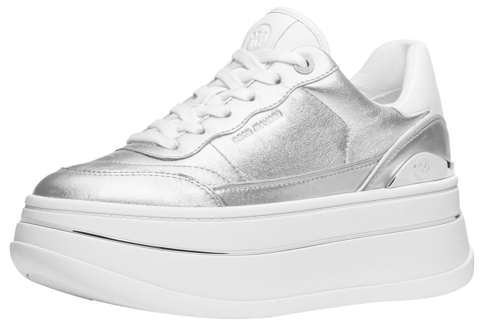 Michael Kors Women’s Hayes Lace Up Sneaker, Silver, 7.5