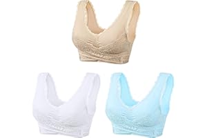 Gamivast Kendally Bras for Women Multi Pack,Corset Bra Front Cross Side Buckle Lace Bras,No Underwire Push Up Bra Sports Bra