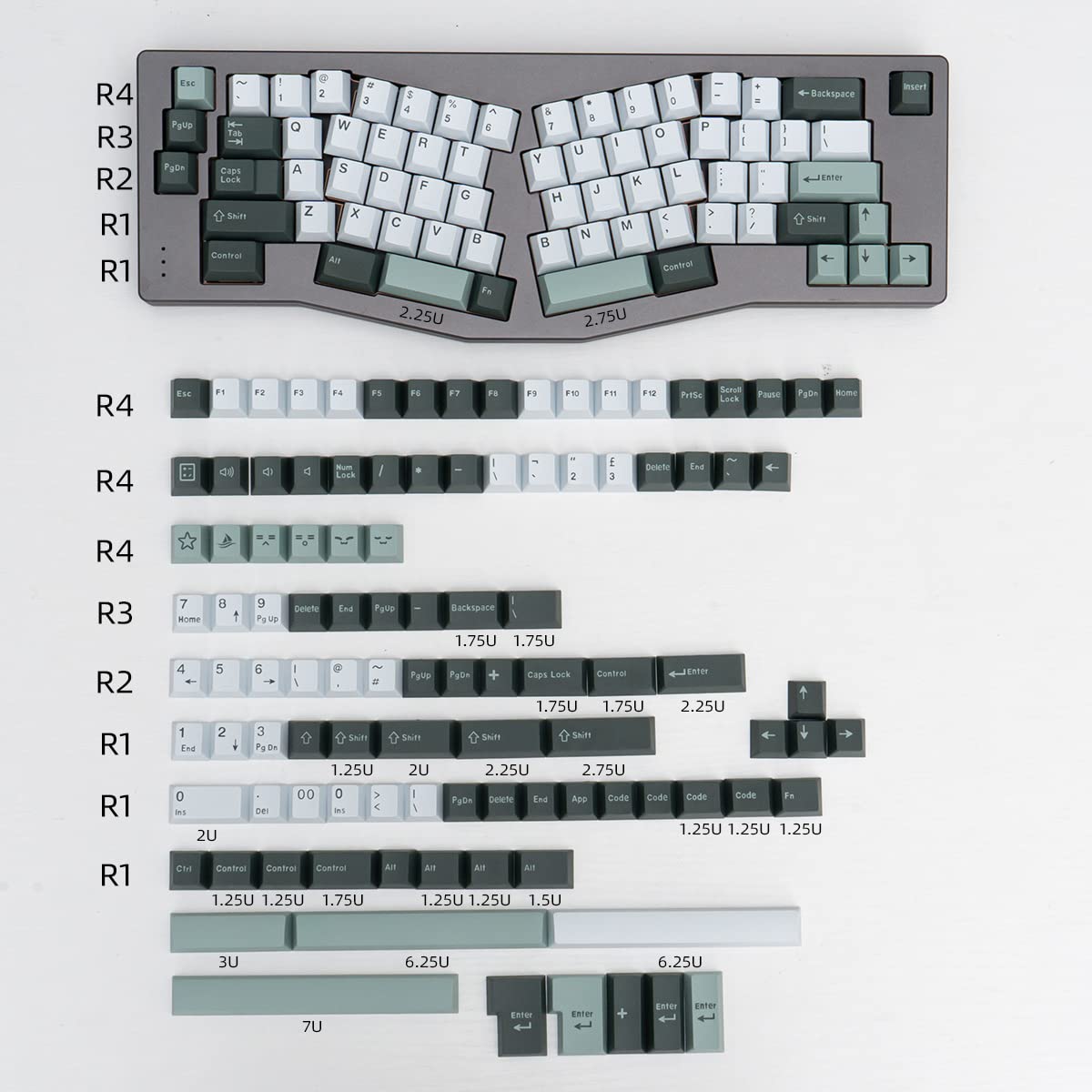 mintcaps Botanical Keycaps Set 173 Keys Cherry Profile Doubleshot Custom Keyboard Keycaps ISO ANSI for Cherry MX Gateron 60% 65% 70% 75% 95% Mechanical Keyboards