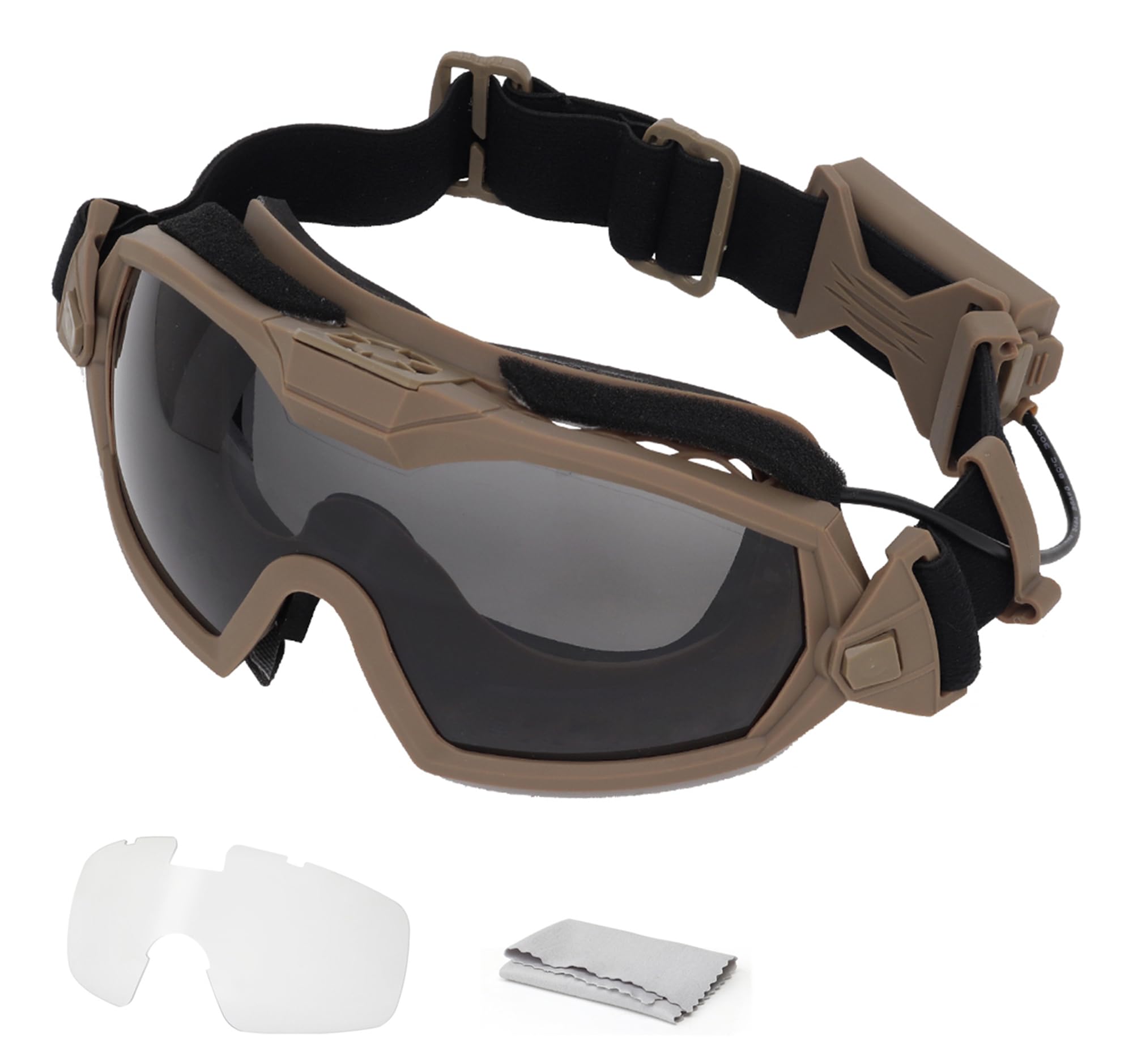 WISEONUS Airsoft Goggles Tactical Anti Fog Paintball Protective Shooting Glasses for CS Hunting Cycling Snowboard Ski Outdoor Sports (DE)