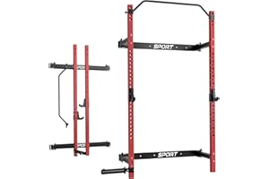 GarveeLife Folding Squat Rack for Home Gym, 2.36" x 2.36" Folding Power Rack with Pull Up Bar, J Hooks and Landmine Attachmen