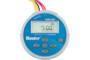 Hunter NODE-200 Battery Operated Sprinkler Timer, 2 Zone Waterproof Irrigation Controller for Valve Boxes, Easy Programming (Solenoid Not Included)