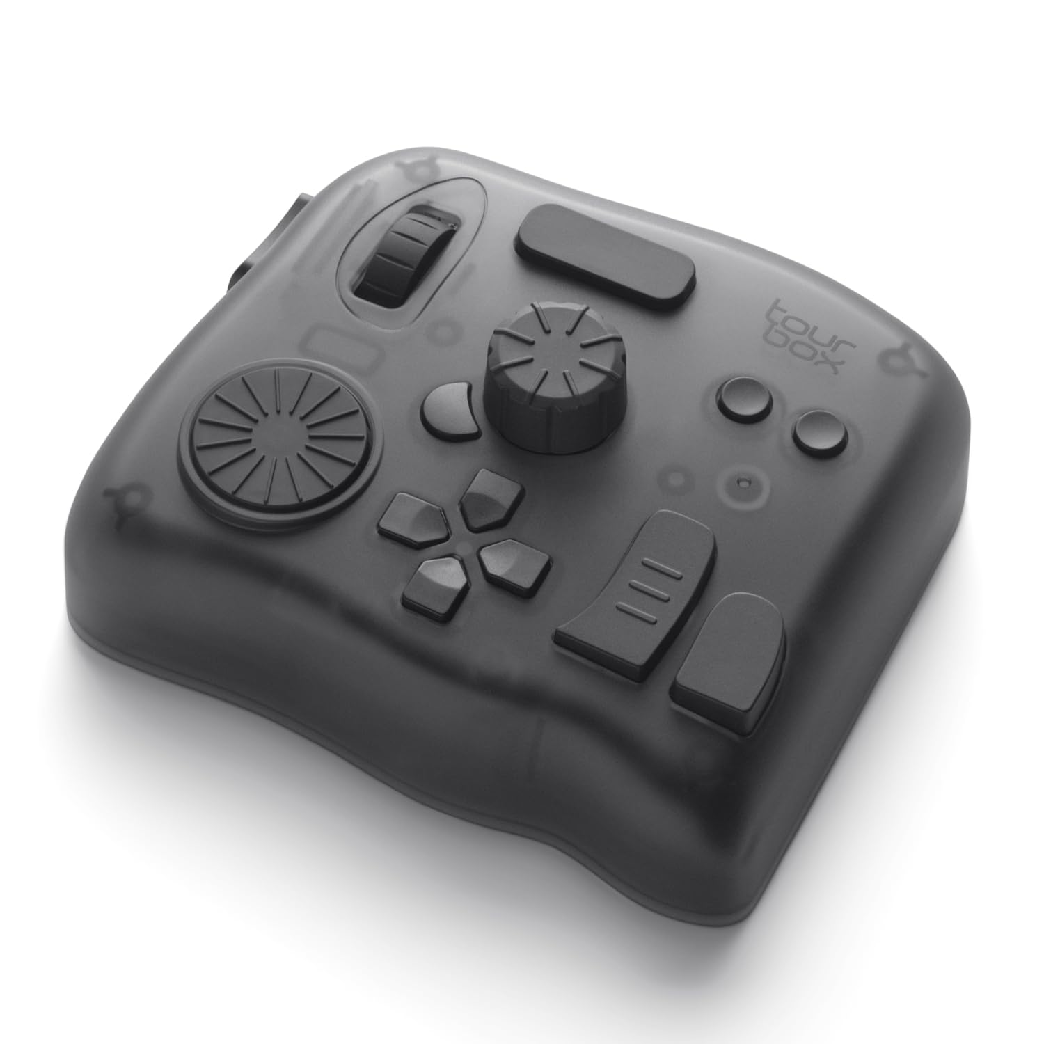 Photo 1 of TourBox Elite, Bluetooth Controller for Video Photo Editing Color Grading, Davinci Resolve Speed Editor, Photoshop Lightroom Premiere FCPX After Effects Programmable Keyboard (Translucent)