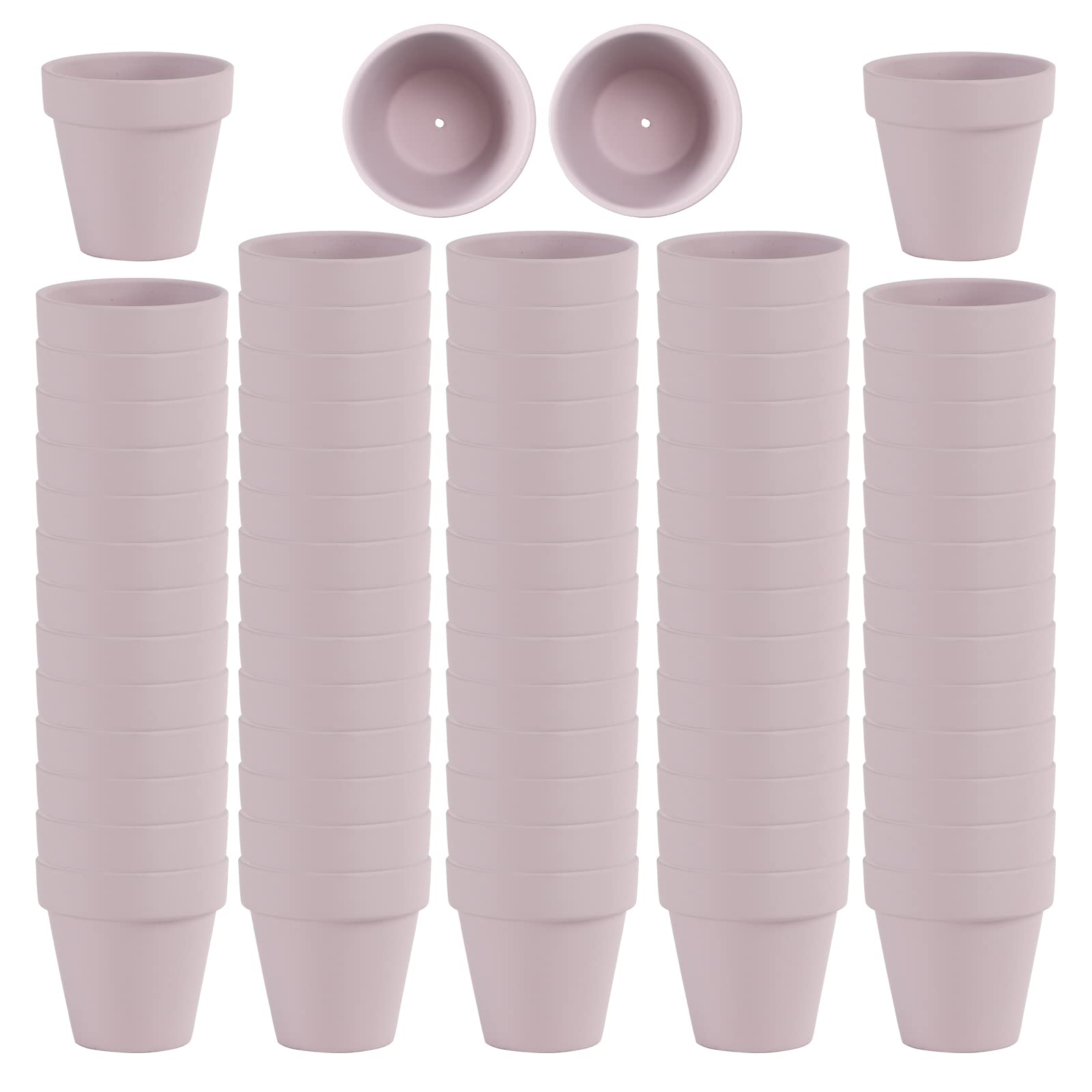 Photo 1 of 72 PCS Small Mini Pink Clay Pots with Drainage Holes, 2.5inch Terra Cotta Pot Clay Ceramic Pottery Planter, Succulent Nursery Pot/Cactus Plant Pot, for Indoor/Outdoor Plants, Crafts, Wedding Favor