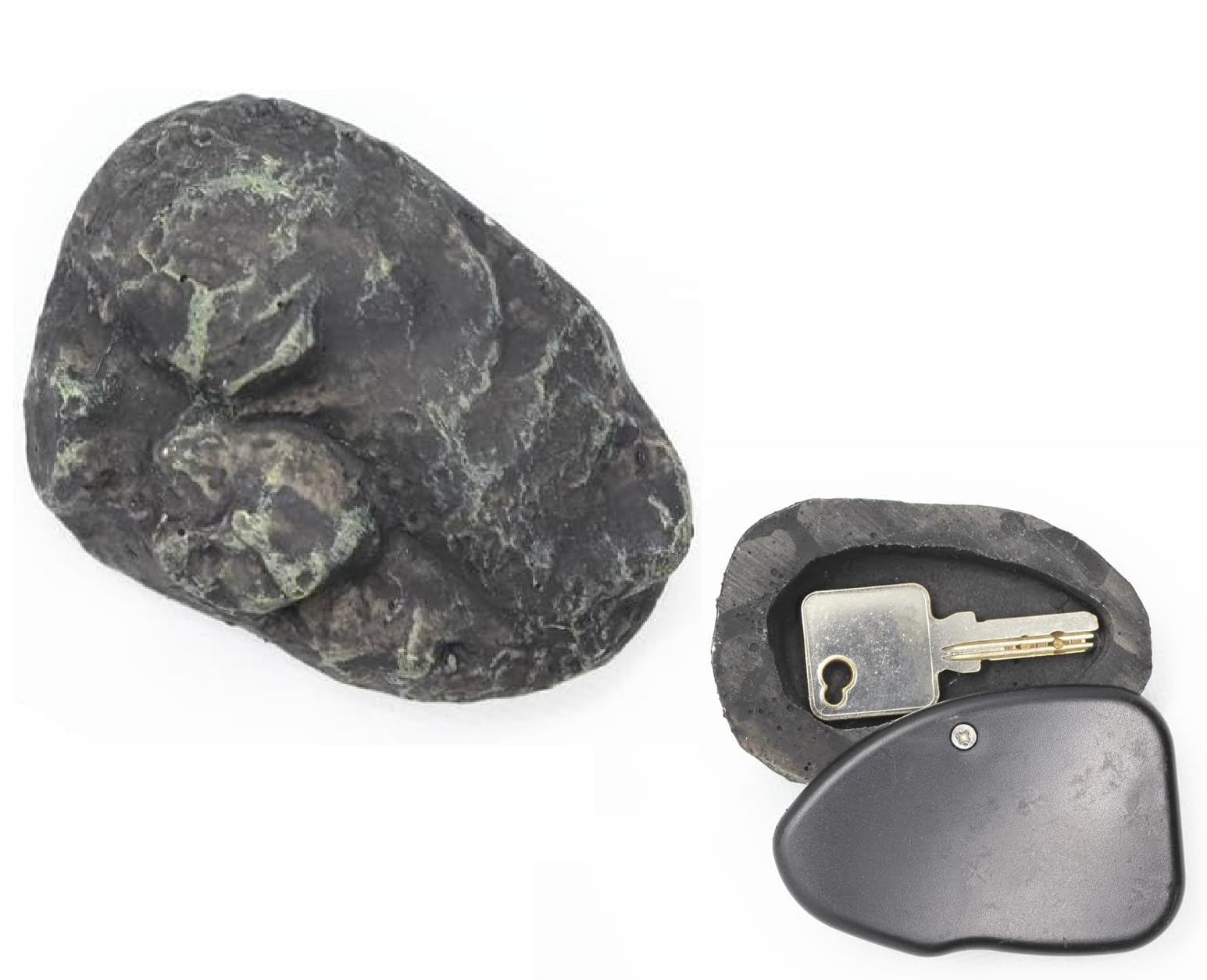 Hide Key Rock Fake Stone Spare A Key Hide Geocache Secret Storage Container Looks Feels Real Diversion Safe for Outdoor Garden Shed Yard Box Geocaching (Gray)