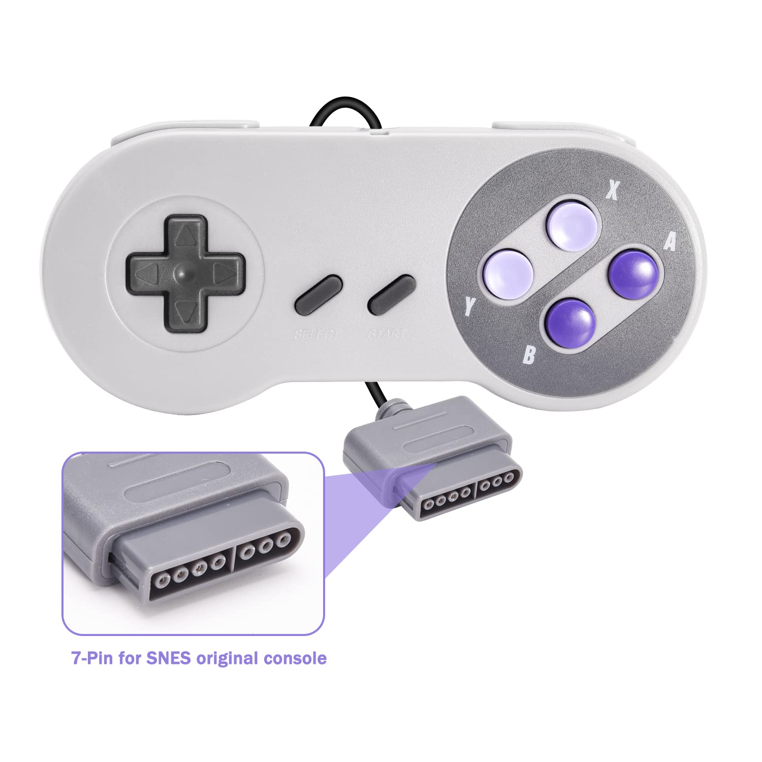2 Pack Retro Wired Controller for SNES Original Console, kiwitatá Remote Wired Gamepad Controller Compatible with SNES Super Entertainment Game Console System