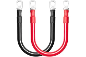 MILAPEAK 2 AWG Battery Cables, 8 Inch 2 Gauge Marine Battery Inverter Cable Set With 3/8" Terminals Lugs (Positive and Negative) for Solar, Rv, Car, Boat, Motorcycle, Automotive(Black and Red)