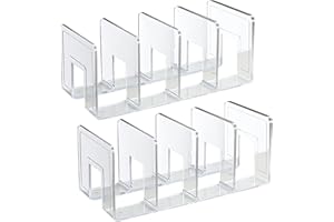 SAYEEC Acrylic File Holder, Clear File Sorter Desk File Organizer, Sturdy Desktop File Folder Organizer Rack for Envelopes Mail Letter Paper Notebook Electronics Office Supplies (4 Sections, 2 Pack)