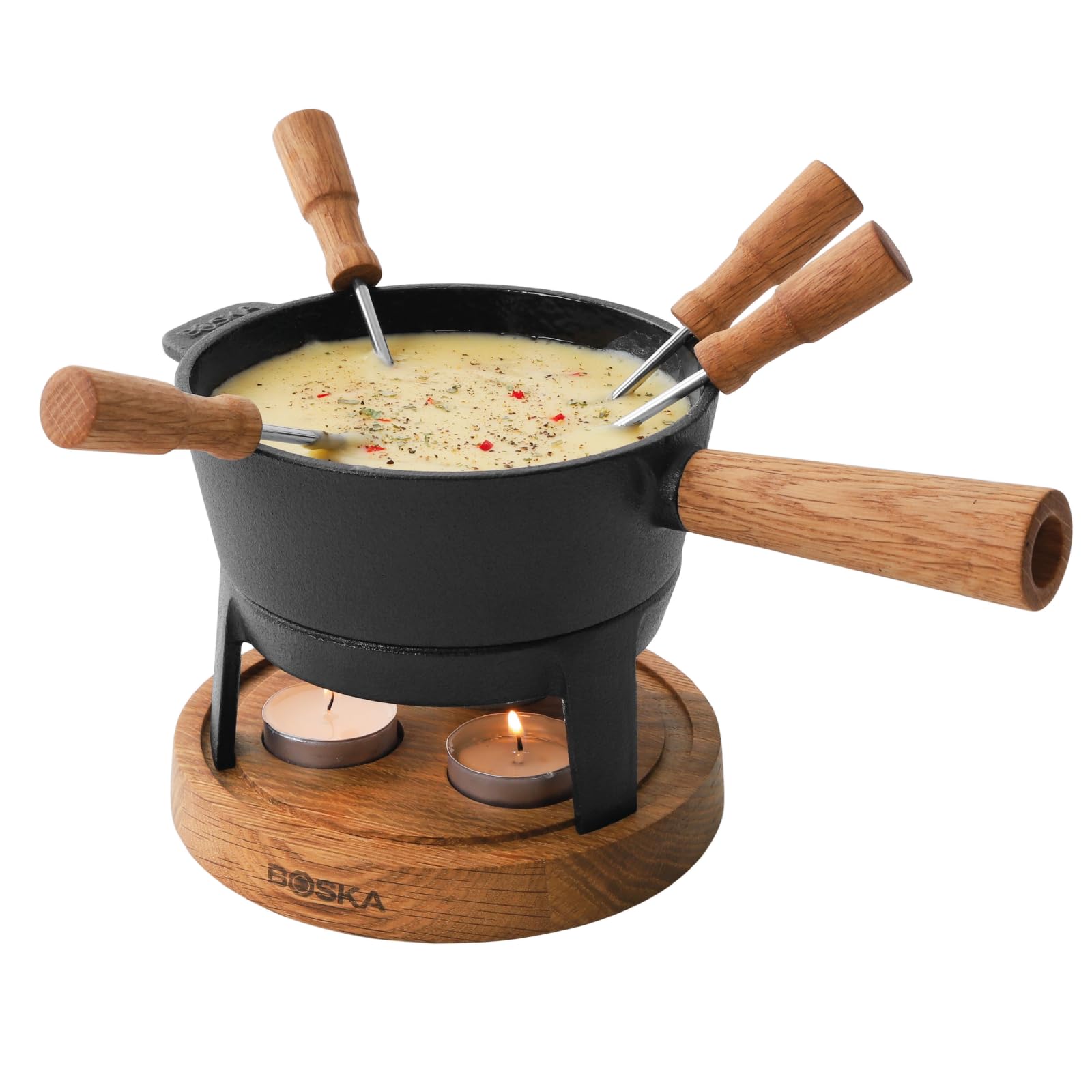 Boska Fondue Set Pro S - Fondue Sets for 2 to 4 Persons - Cheese Fondue - Fondue Tealight - 700 ml Volume - Inc. Fondue Forks