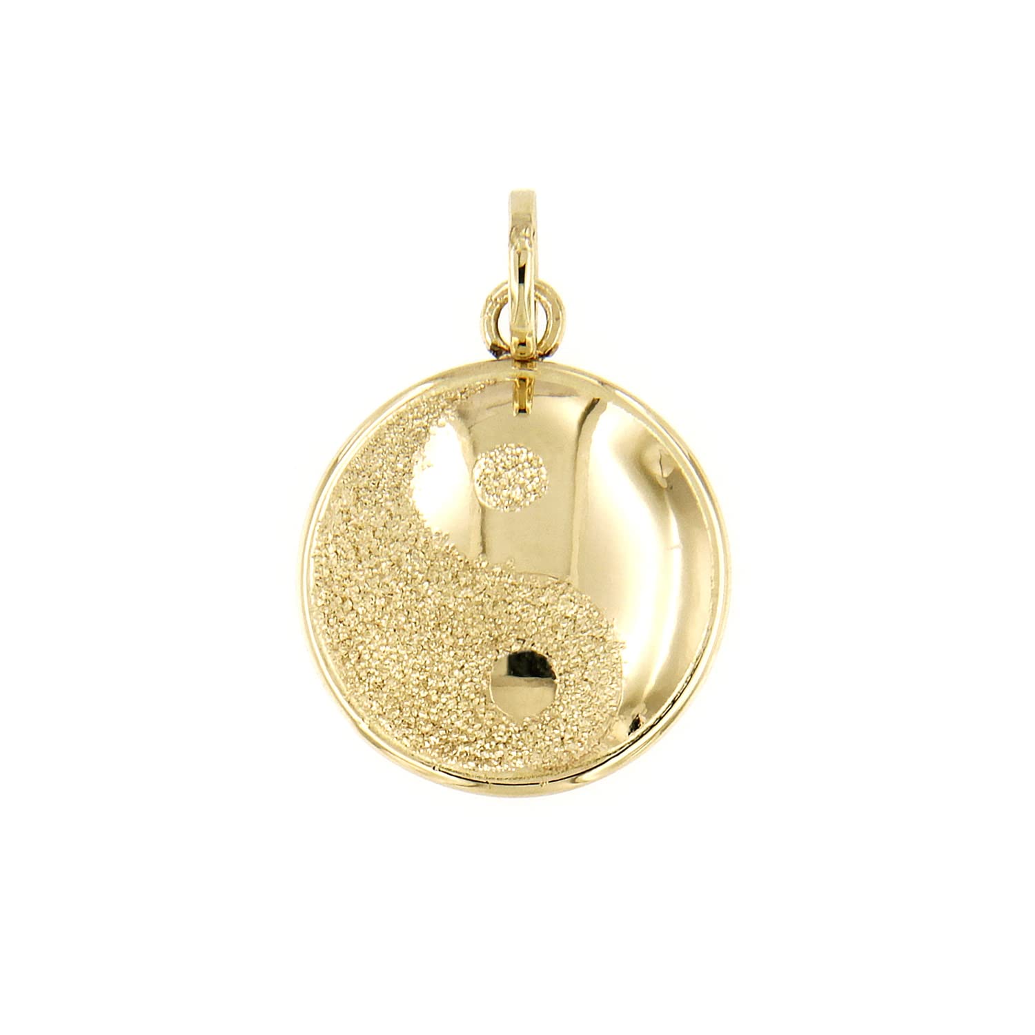 Lucchetta - Yin Yang Real Gold Charm Harmony Pendant - 14mm - Pendants for Womens Teen Girls Necklaces and Bracelets