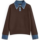 GUNEST Womens Oversized Sweater Cozy Chunky Long Sleeve Mock Turtleneck V Neck Button Down Denim Polo Pullover Tunic Sweaters