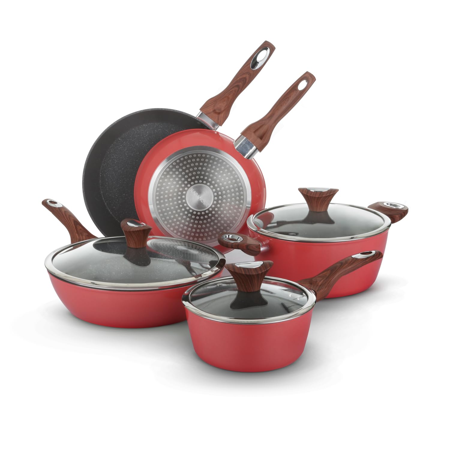 KASANOVA 1 GOLDEN 5 RED 8-TEILIGE BATTERIE, Geschmiedetes Aluminium Bakelit Glas
