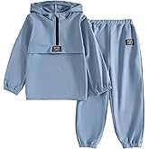 Voxikidio Kids Boys Clothes Color Blocking Hoodie Sweatshirts and Pant 2Pcs Fall Outfits Set Size 5-10