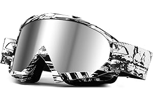 beyisi Dirt Bike Goggles Motorcycle Gear ATV Riding Motocross Dirtbike 4-Wheeler Goggles Accessories Ski Goggles Fit Over The Glasses UV400 Protection Dust Shatterproof for Men Women (Silver lens)