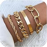 Long tiantian Chunky Gold Bracelet for Women Bangle Bracelets Non Tarnish Gold Tennis Bracelet Stack Stackable Bracelets for Women Trendy