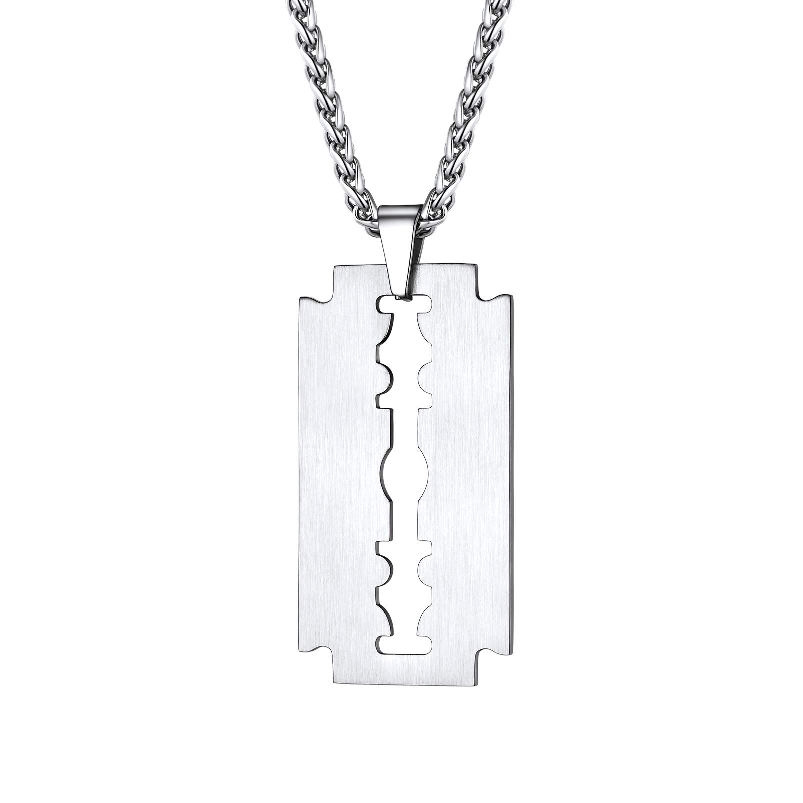 PROSTEEL Razor Blade Dog Tag Pendant Stainless Steel Punk Goth Necklaces