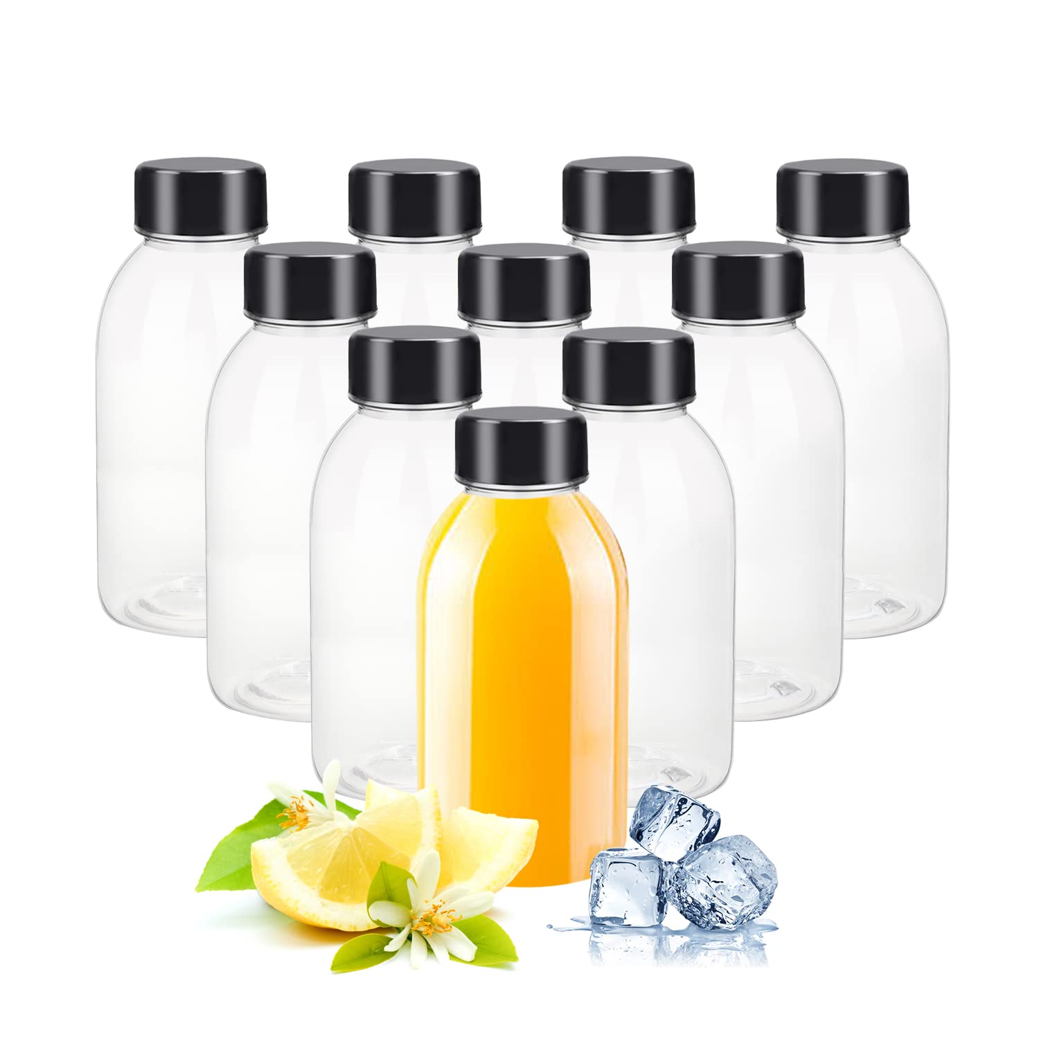 YBCPACK 12 Pack 12oz(360ml) Empty Plastic Juice Bottles with Lids and Cleaning Brush - Reusable Smoothie Bottles for Smoothies, Shakes, and Home Beverages — image 1