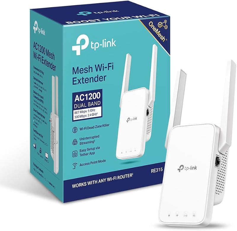 TP-Link RE315 AC1200 WiFi Extender Booster Dual Band, EasyMesh, 2 Antennas, AP