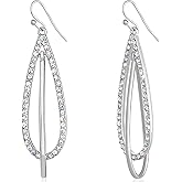 Simulated Diamond Teardrop Dangle Earrings for Women - Cubic Zirconia Crystal Long Dangling Earrings